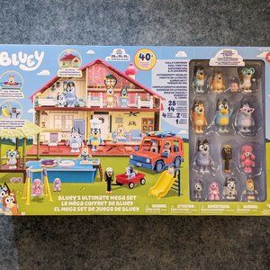 Bluey's Ultimate Mega Set 40+ Pieces, 14 Characters House Pool Playground